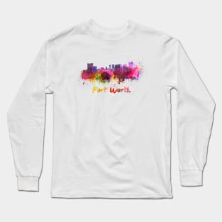 Fort Worth skyline in watercolor Long Sleeve T-Shirt